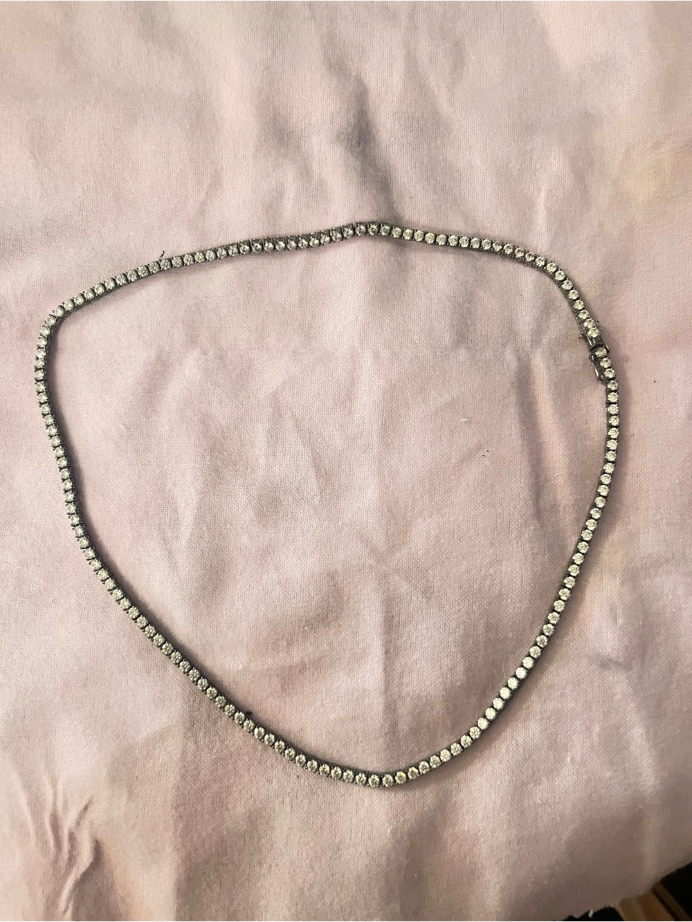 Silver Crystal Tennis Necklace - Silver 20 inches. Beautiful